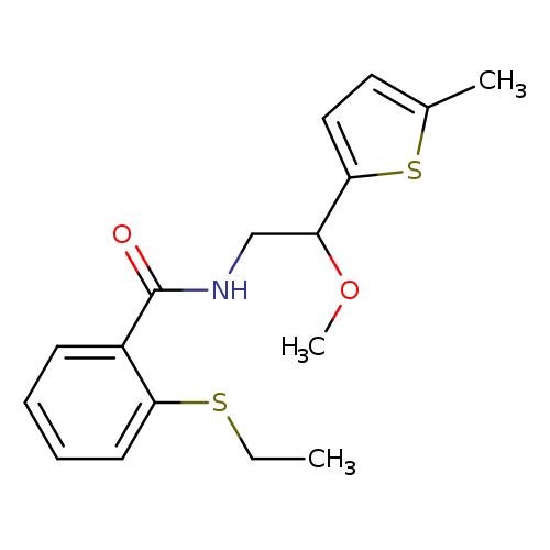 2-(ethylsulfanyl)-N-[2-methoxy-2-(5-methylthiophen-2-yl)ethyl]benzamide