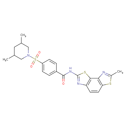 4-[(3,5-dimethylpiperidin-1-yl)sulfonyl]-N-{11-methyl-3,10-dithia-5,12-diazatricyclo[7.3.0.0^{2,6}]dodeca-1(9),2(6),4,7,11-pentaen-4-yl}benzamide