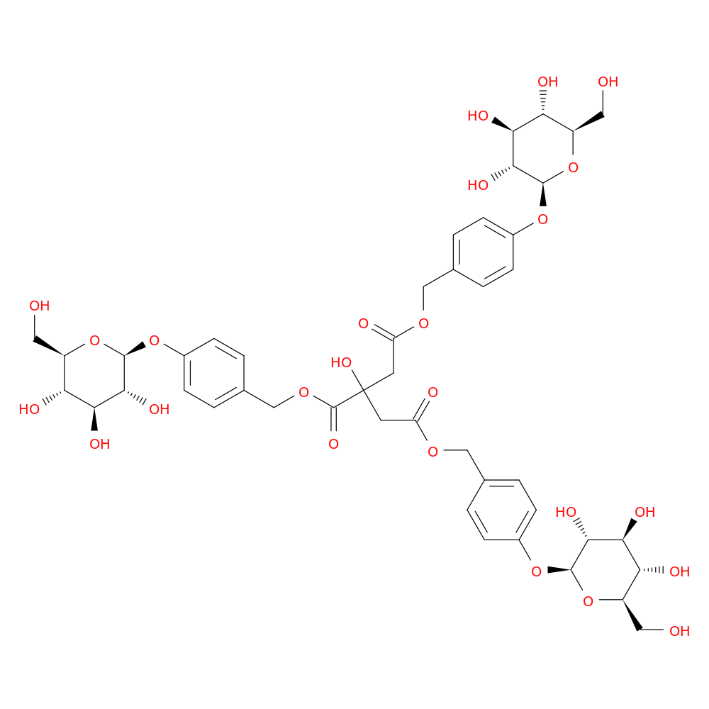 Tris(4-(((2S,3R,4S,5S,6R)-3,4,5-trihydroxy-6-(hydroxymethyl)tetrahydro-2H-pyran-2-yl)oxy)benzyl) 2-hydroxypropane-1,2,3-tricarboxylate