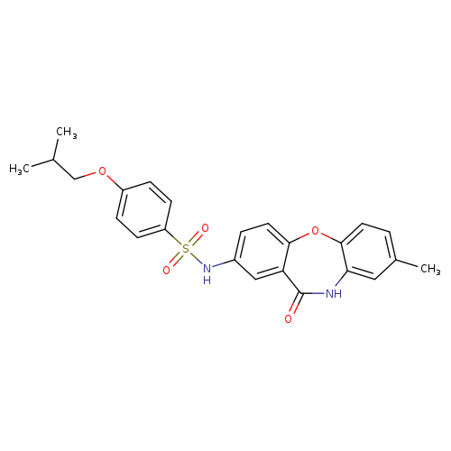 N-{6-methyl-10-oxo-2-oxa-9-azatricyclo[9.4.0.0^{3,8}]pentadeca-1(11),3(8),4,6,12,14-hexaen-13-yl}-4-(2-methylpropoxy)benzene-1-sulfonamide