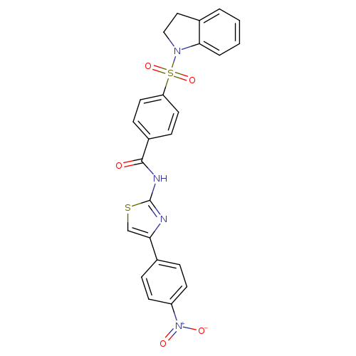 4-(2,3-dihydro-1H-indole-1-sulfonyl)-N-[4-(4-nitrophenyl)-1,3-thiazol-2-yl]benzamide