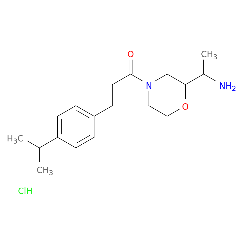 1-[2-(1-aminoethyl)morpholin-4-yl]-3-[4-(propan-2-yl)phenyl]propan-1-one hydrochloride