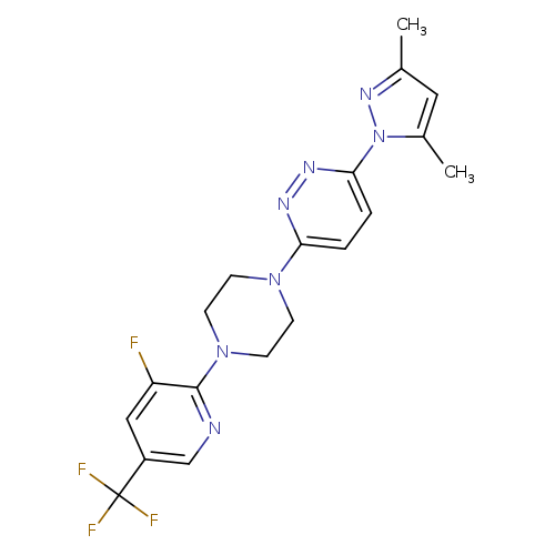 3-(3,5-dimethyl-1H-pyrazol-1-yl)-6-{4-[3-fluoro-5-(trifluoromethyl)pyridin-2-yl]piperazin-1-yl}pyridazine