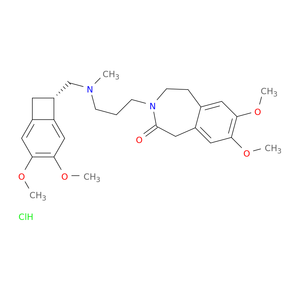 2H-3-Benzazepin-2-one, 3-[3-[[[(7S)-3,4-dimethoxybicyclo[4.2.0]octa-1,3,5-trien-7-yl]methyl]methylamino]propyl]-1,3,4,5-tetrahydro-7,8-dimethoxy-, hydrochloride (1:1)