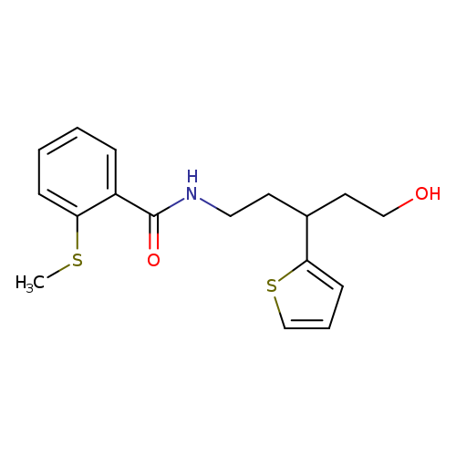 N-[5-hydroxy-3-(thiophen-2-yl)pentyl]-2-(methylsulfanyl)benzamide