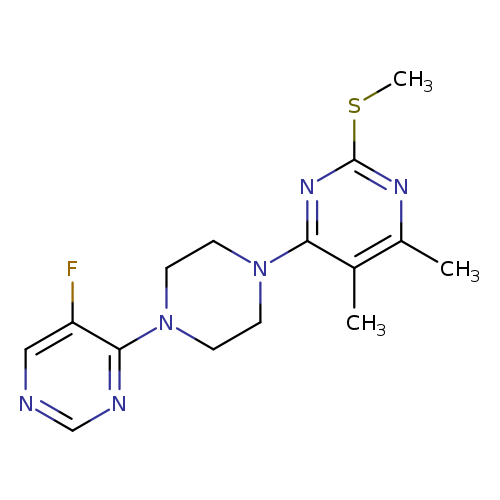4-[4-(5-fluoropyrimidin-4-yl)piperazin-1-yl]-5,6-dimethyl-2-(methylsulfanyl)pyrimidine