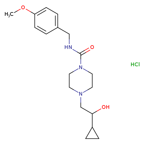 4-(2-cyclopropyl-2-hydroxyethyl)-N-[(4-methoxyphenyl)methyl]piperazine-1-carboxamide hydrochloride
