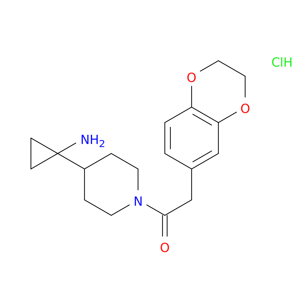 1-[4-(1-aminocyclopropyl)piperidin-1-yl]-2-(2,3-dihydro-1,4-benzodioxin-6-yl)ethan-1-one hydrochloride