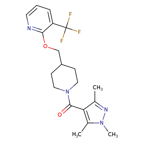 3-(trifluoromethyl)-2-{[1-(1,3,5-trimethyl-1H-pyrazole-4-carbonyl)piperidin-4-yl]methoxy}pyridine