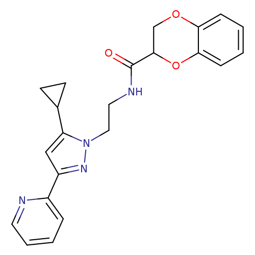 N-{2-[5-cyclopropyl-3-(pyridin-2-yl)-1H-pyrazol-1-yl]ethyl}-2,3-dihydro-1,4-benzodioxine-2-carboxamide