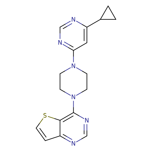 4-cyclopropyl-6-(4-{thieno[3,2-d]pyrimidin-4-yl}piperazin-1-yl)pyrimidine