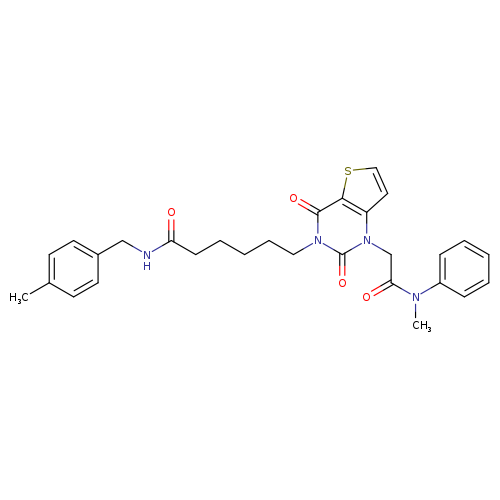 6-(1-{[methyl(phenyl)carbamoyl]methyl}-2,4-dioxo-1H,2H,3H,4H-thieno[3,2-d]pyrimidin-3-yl)-N-[(4-methylphenyl)methyl]hexanamide