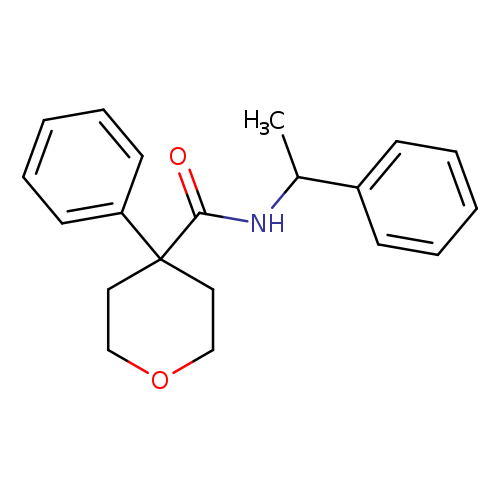 4-phenyl-N-(1-phenylethyl)oxane-4-carboxamide