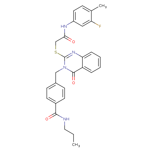 4-{[2-({[(3-fluoro-4-methylphenyl)carbamoyl]methyl}sulfanyl)-4-oxo-3,4-dihydroquinazolin-3-yl]methyl}-N-propylbenzamide