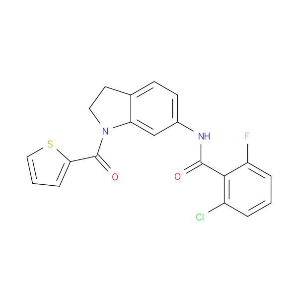 2-chloro-6-fluoro-N-[1-(thiophene-2-carbonyl)-2,3-dihydro-1H-indol-6-yl]benzamide