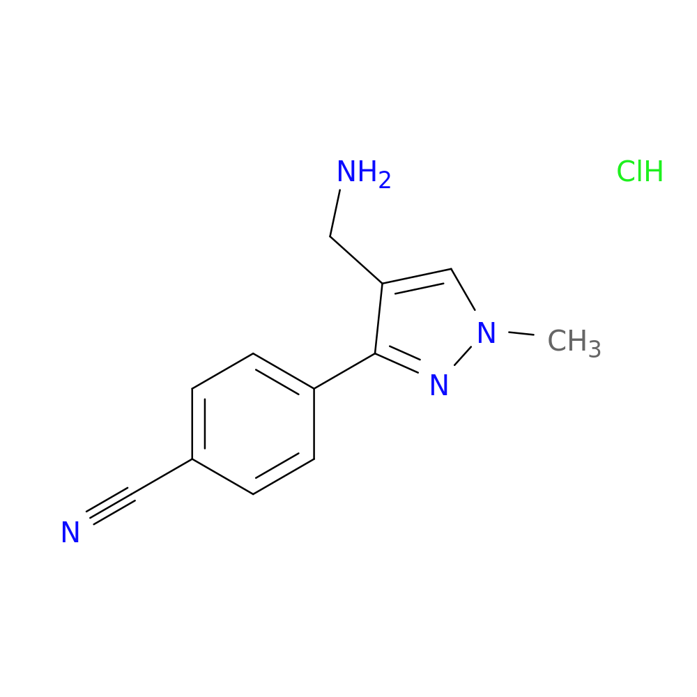 4-[4-(aminomethyl)-1-methyl-1H-pyrazol-3-yl]benzonitrile hydrochloride