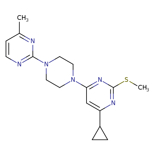 4-cyclopropyl-6-[4-(4-methylpyrimidin-2-yl)piperazin-1-yl]-2-(methylsulfanyl)pyrimidine