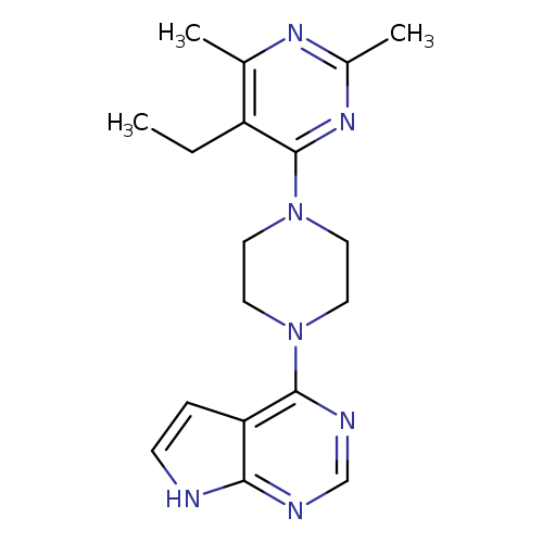 5-ethyl-2,4-dimethyl-6-(4-{7H-pyrrolo[2,3-d]pyrimidin-4-yl}piperazin-1-yl)pyrimidine