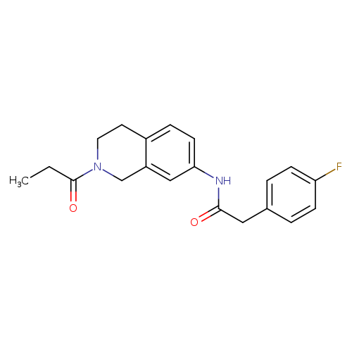 2-(4-fluorophenyl)-N-(2-propanoyl-1,2,3,4-tetrahydroisoquinolin-7-yl)acetamide