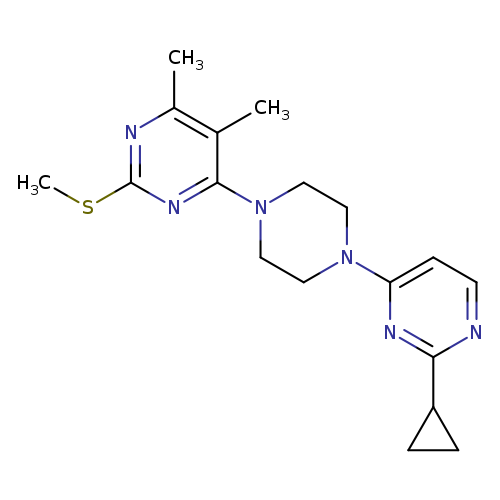 4-[4-(2-cyclopropylpyrimidin-4-yl)piperazin-1-yl]-5,6-dimethyl-2-(methylsulfanyl)pyrimidine