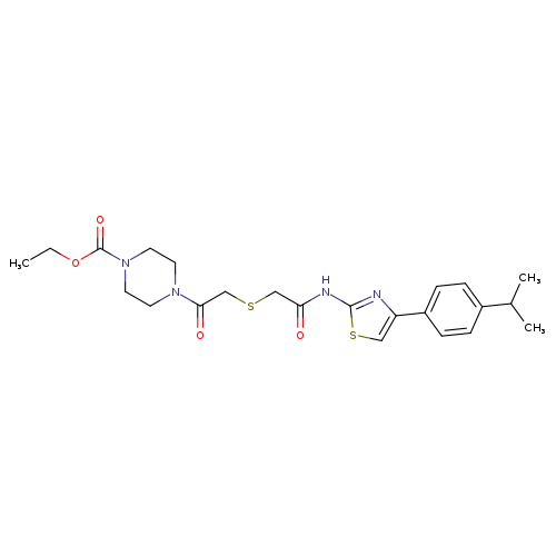 ethyl 4-(2-{[({4-[4-(propan-2-yl)phenyl]-1,3-thiazol-2-yl}carbamoyl)methyl]sulfanyl}acetyl)piperazine-1-carboxylate
