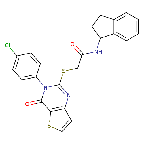 2-{[3-(4-chlorophenyl)-4-oxo-3H,4H-thieno[3,2-d]pyrimidin-2-yl]sulfanyl}-N-(2,3-dihydro-1H-inden-1-yl)acetamide