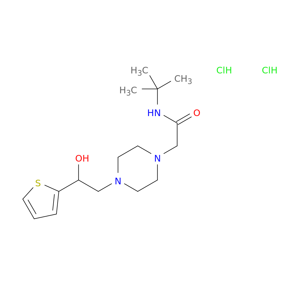 N-tert-butyl-2-{4-[2-hydroxy-2-(thiophen-2-yl)ethyl]piperazin-1-yl}acetamide dihydrochloride