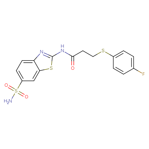 3-[(4-fluorophenyl)sulfanyl]-N-(6-sulfamoyl-1,3-benzothiazol-2-yl)propanamide