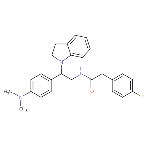 N-[2-(2,3-dihydro-1H-indol-1-yl)-2-[4-(dimethylamino)phenyl]ethyl]-2-(4-fluorophenyl)acetamide