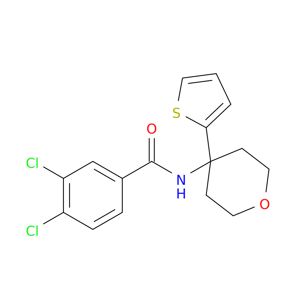3,4-dichloro-N-[4-(thiophen-2-yl)oxan-4-yl]benzamide