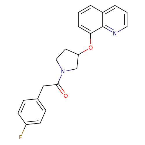 2-(4-fluorophenyl)-1-[3-(quinolin-8-yloxy)pyrrolidin-1-yl]ethan-1-one