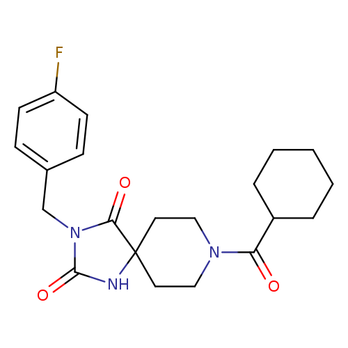 8-cyclohexanecarbonyl-3-[(4-fluorophenyl)methyl]-1,3,8-triazaspiro[4.5]decane-2,4-dione