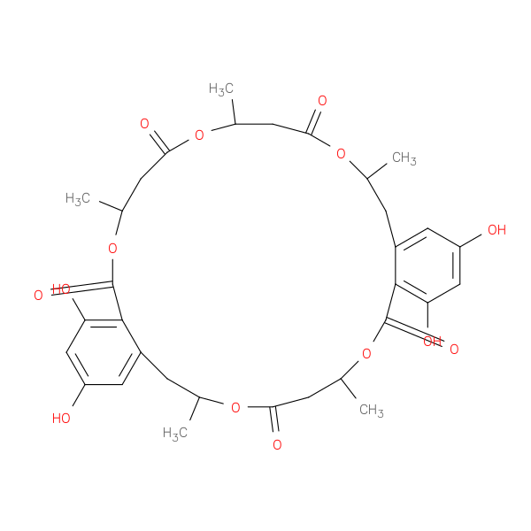 7,8,11,12,15,16,23,24,27,28-decahydro-2,4,18,20-tetrahydroxy-7,11,15,23,27-pentamethyl-5H,9H,13H,21H,25H-dibenzo[k,u][1,5,9,15,19]pentaoxacyclotetracosin-5,9,13,21,25-pentone