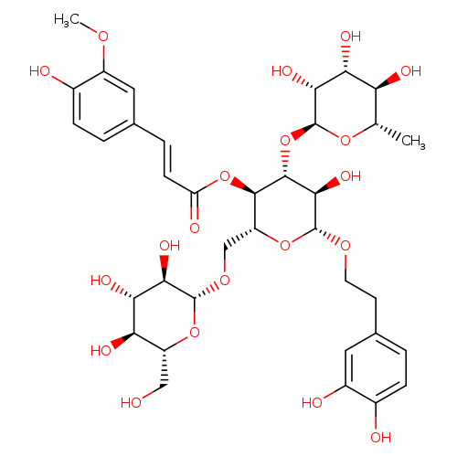 2-(3,4-Dihydroxyphenyl)ethyl O-6-deoxy-alpha-L-mannopyranosyl-(1-3)-O-[beta-D-glucopyranosyl-(1-6)]-beta-D-glucopyranoside 4-[(2E)-3-(4-hydroxy-3-methoxyphenyl)-2-propenoate]