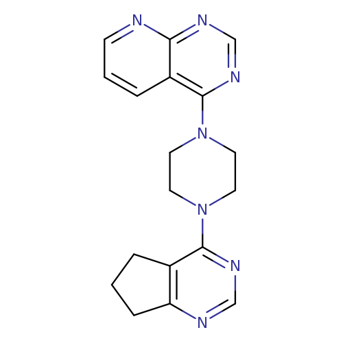 1-{5H,6H,7H-cyclopenta[d]pyrimidin-4-yl}-4-{pyrido[2,3-d]pyrimidin-4-yl}piperazine