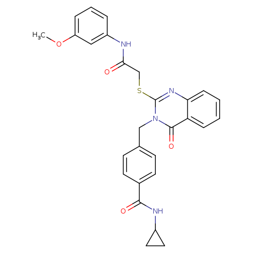 N-cyclopropyl-4-{[2-({[(3-methoxyphenyl)carbamoyl]methyl}sulfanyl)-4-oxo-3,4-dihydroquinazolin-3-yl]methyl}benzamide
