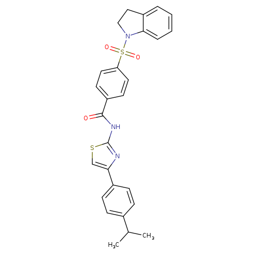 4-(2,3-dihydro-1H-indole-1-sulfonyl)-N-{4-[4-(propan-2-yl)phenyl]-1,3-thiazol-2-yl}benzamide