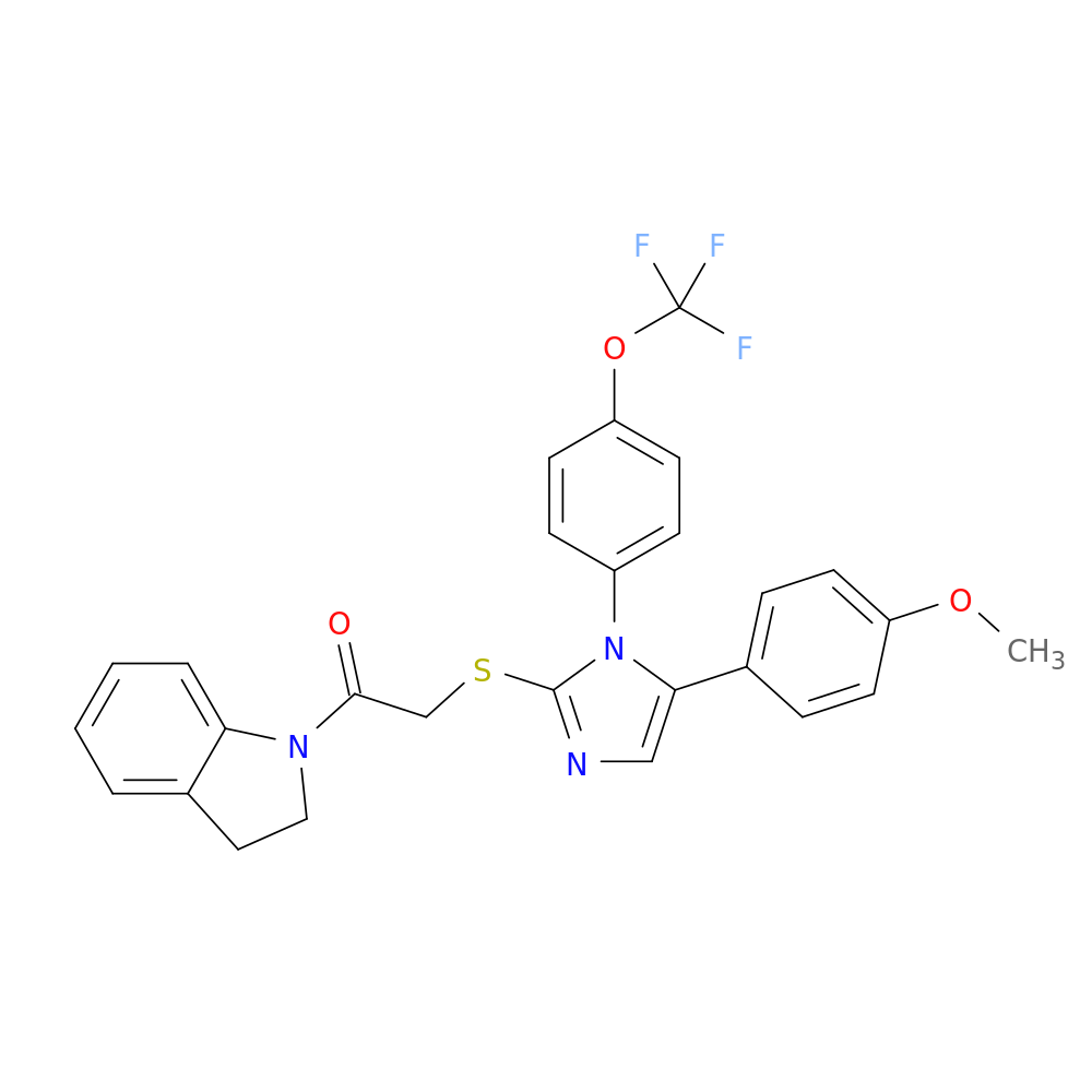 1-(2,3-dihydro-1H-indol-1-yl)-2-{[5-(4-methoxyphenyl)-1-[4-(trifluoromethoxy)phenyl]-1H-imidazol-2-yl]sulfanyl}ethan-1-one