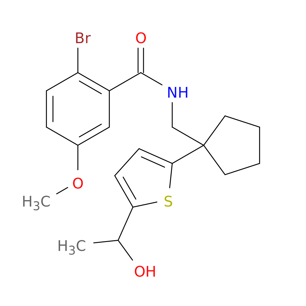 2-bromo-N-({1-[5-(1-hydroxyethyl)thiophen-2-yl]cyclopentyl}methyl)-5-methoxybenzamide