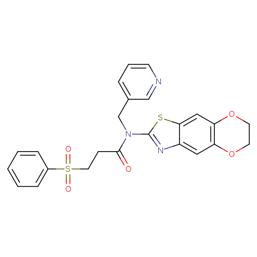 3-(benzenesulfonyl)-N-{10,13-dioxa-4-thia-6-azatricyclo[7.4.0.0^{3,7}]trideca-1,3(7),5,8-tetraen-5-yl}-N-[(pyridin-3-yl)methyl]propanamide