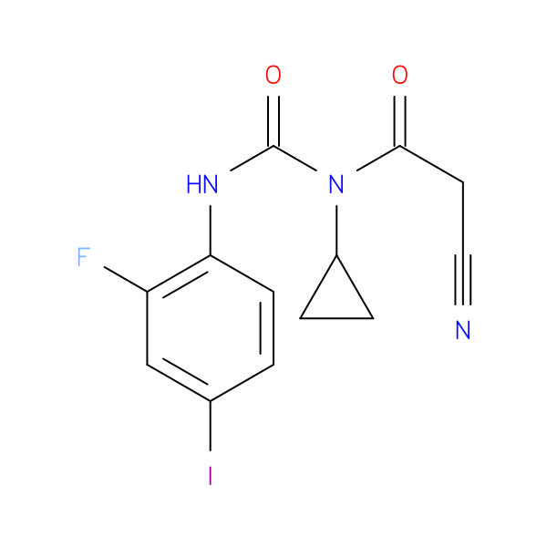 2-Cyano-N-cyclopropyl-N-((2-fluoro-4-iodophenyl)carbamoyl)acetamide