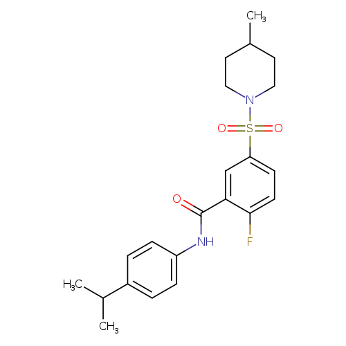 2-fluoro-5-[(4-methylpiperidin-1-yl)sulfonyl]-N-[4-(propan-2-yl)phenyl]benzamide