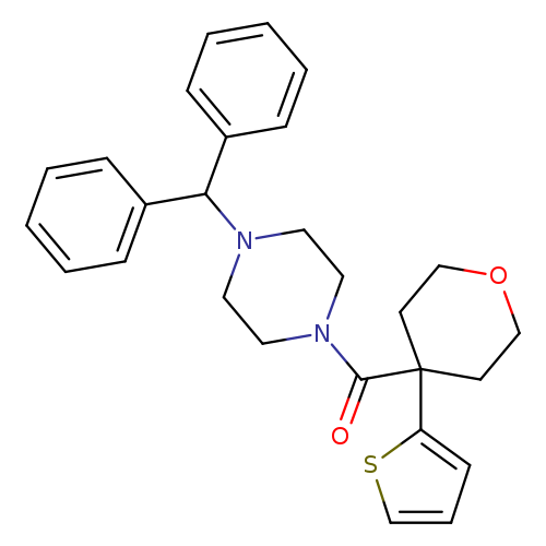 1-(diphenylmethyl)-4-[4-(thiophen-2-yl)oxane-4-carbonyl]piperazine