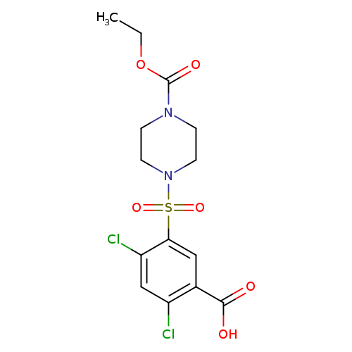 2,4-dichloro-5-{[4-(ethoxycarbonyl)piperazin-1-yl]sulfonyl}benzoic acid