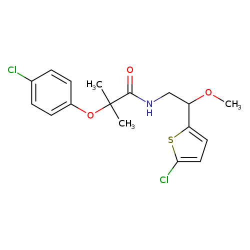 2-(4-chlorophenoxy)-N-[2-(5-chlorothiophen-2-yl)-2-methoxyethyl]-2-methylpropanamide