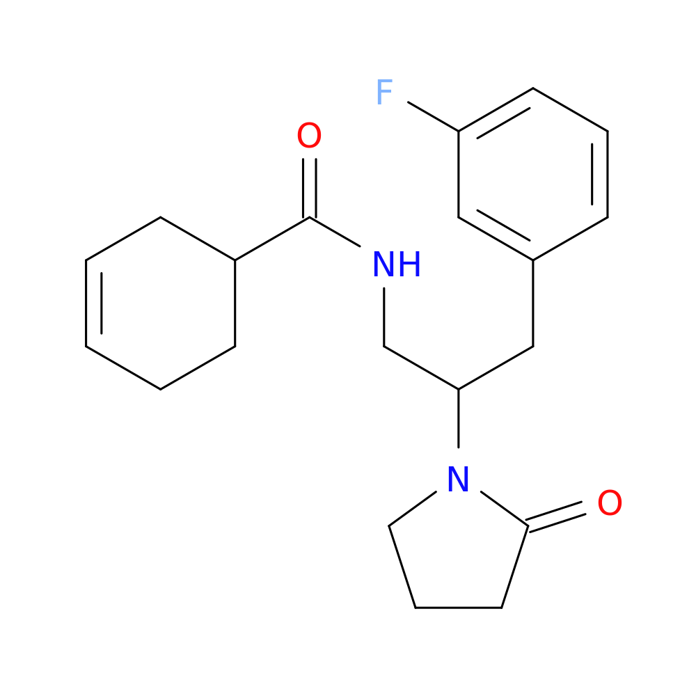 N-[3-(3-fluorophenyl)-2-(2-oxopyrrolidin-1-yl)propyl]cyclohex-3-ene-1-carboxamide