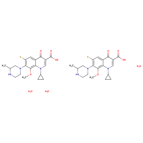 3-Quinolinecarboxylic acid, 1-cyclopropyl-6-fluoro-1,4-dihydro-8-methoxy-7-(3-methyl-1-piperazinyl)-4-oxo-, hydrate (2:3)
