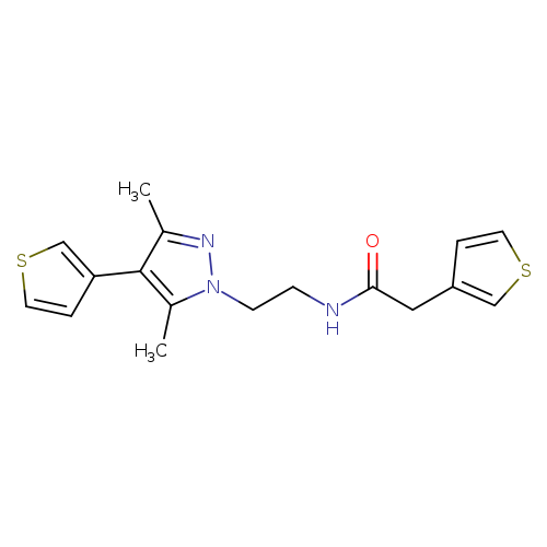 N-{2-[3,5-dimethyl-4-(thiophen-3-yl)-1H-pyrazol-1-yl]ethyl}-2-(thiophen-3-yl)acetamide