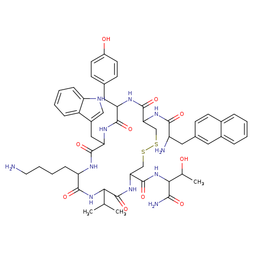 10-(4-aminobutyl)-19-[(2-amino-3-naphthalen-2-yl-propanoyl)amino]-N-(1 -carbamoyl-2-hydroxy-propyl)-16-[(4-hydroxyphenyl)methyl]-13-(1H-indol -3-ylmethyl)-6,9,12,15,18-pentaoxo-7-propan-2-yl-1,2-dithia-5,8,11,14, 17-pentazacycloicosane-4-carboxamide