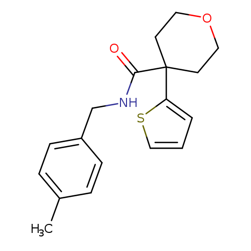 N-[(4-methylphenyl)methyl]-4-(thiophen-2-yl)oxane-4-carboxamide
